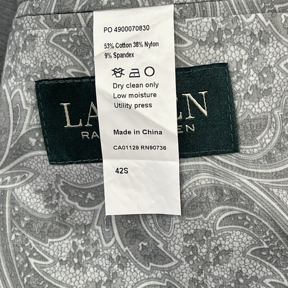 Lauren Ralph Lauren Blazer Men's 42S Gray Cotton Nylon Spandex 2 Button *Flaw‎ - Picture 13 of 13